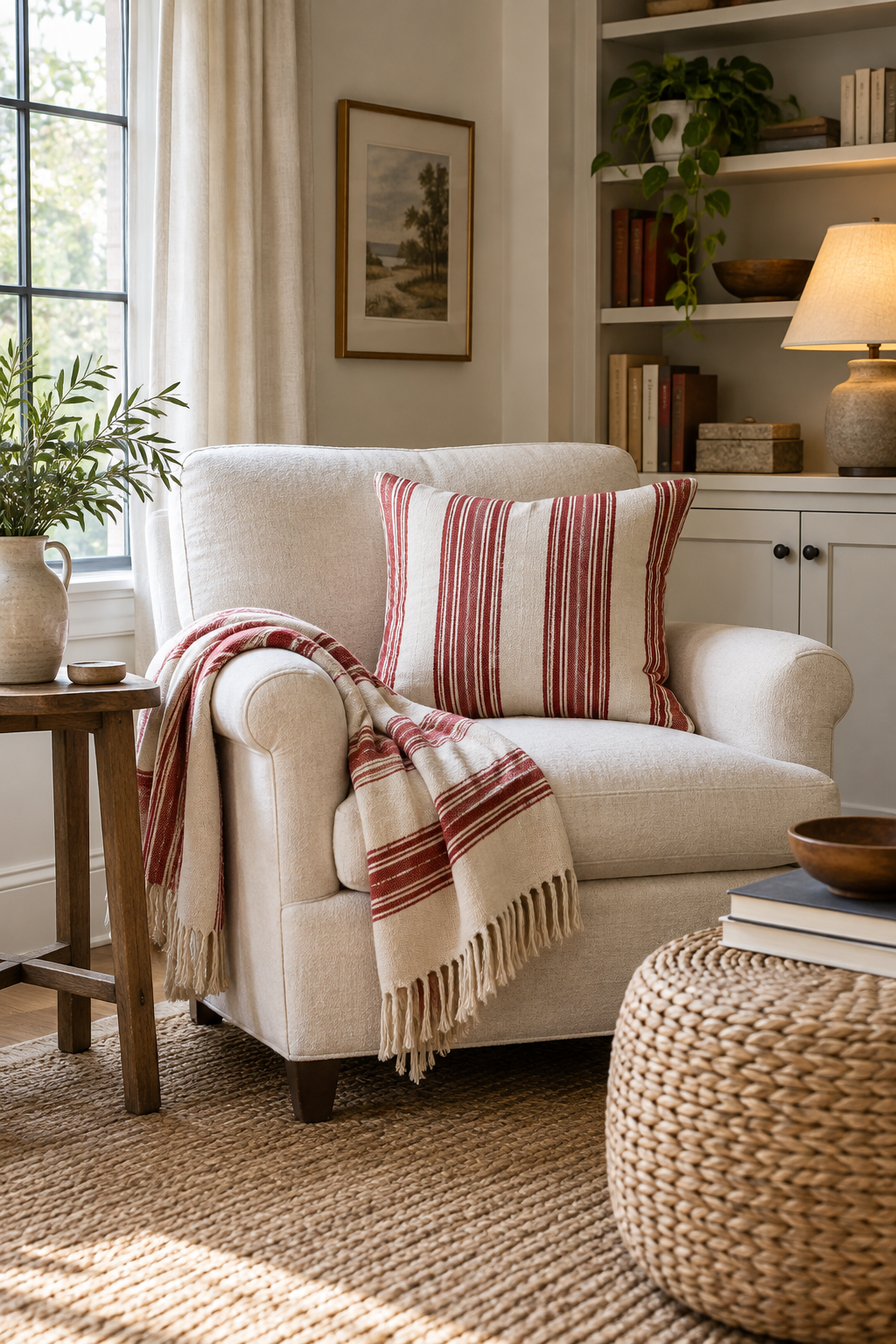 Introduce Red through Striped Textiles