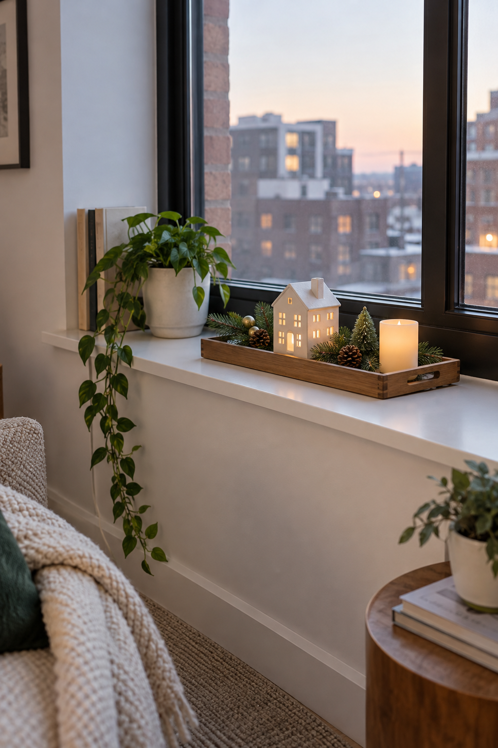 Create a Christmas display on a radiator cover