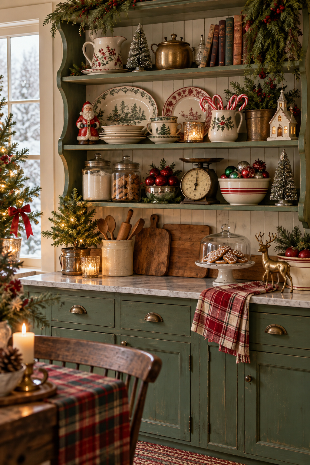 Create a Vintage Christmas Kitchen Shelf