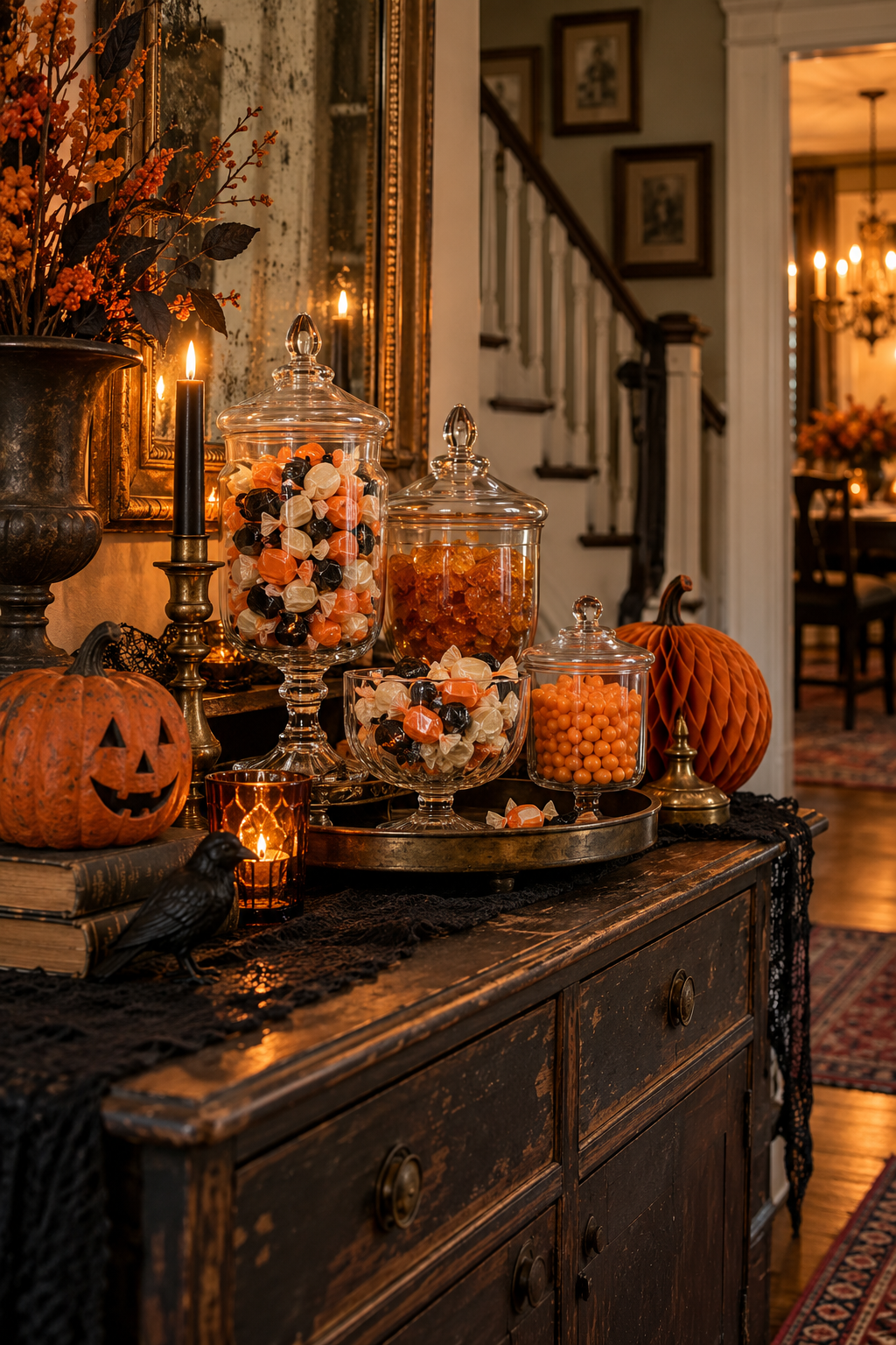 Make a Vintage Candy Display styled as vintage Halloween decor ideas