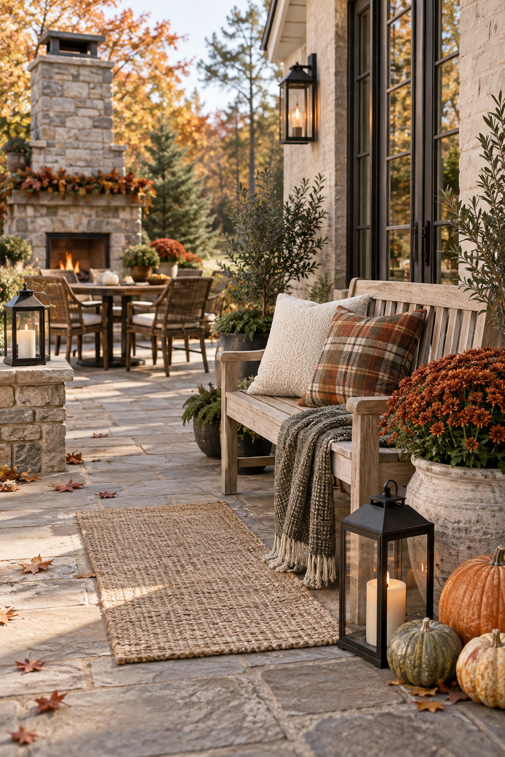 Refined farmhouse fall patio decor