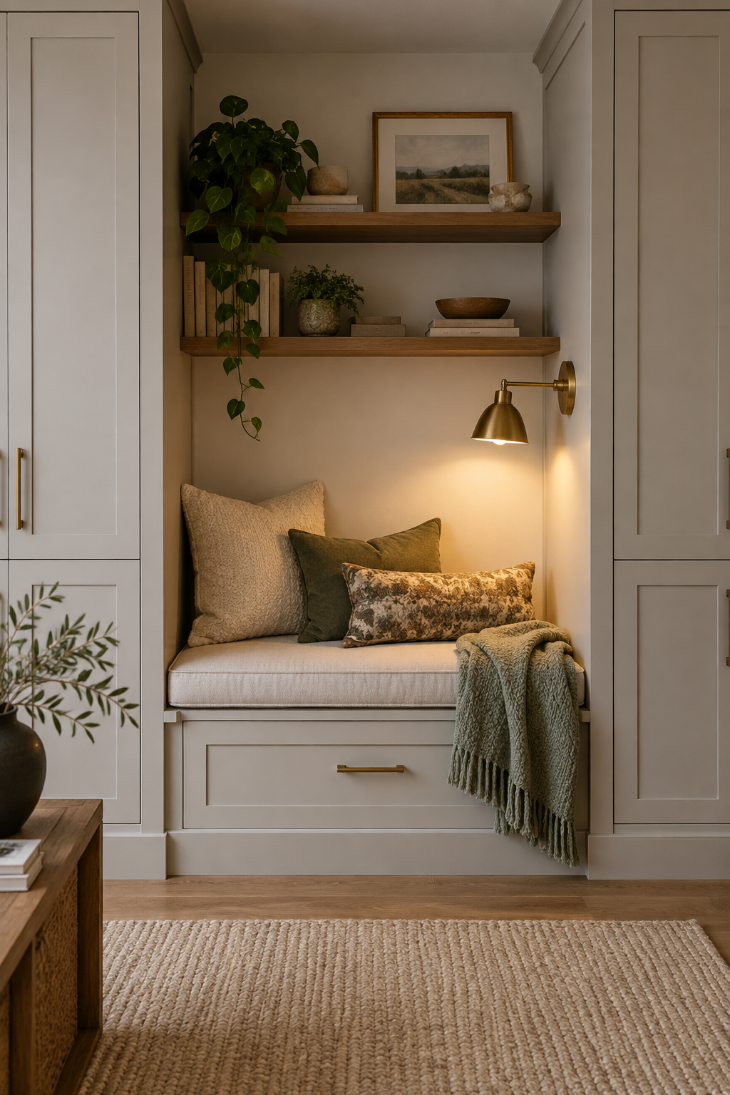 Create a Built-In Nook between Cabinets