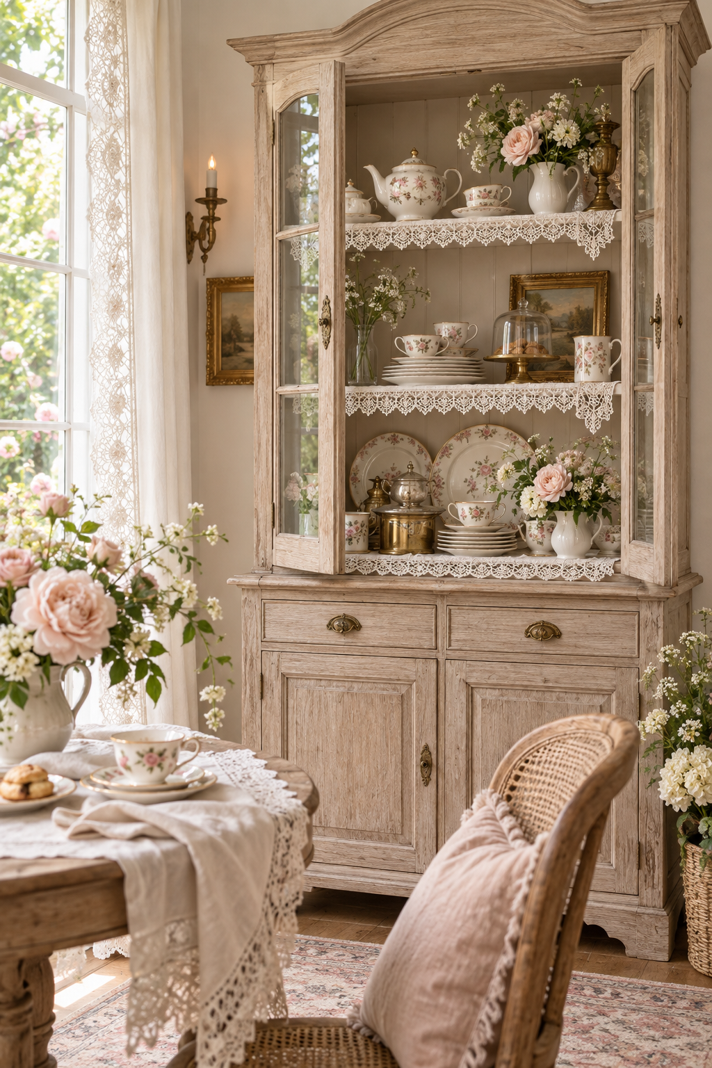 Romantic Lace curate a bar or display cabinet
