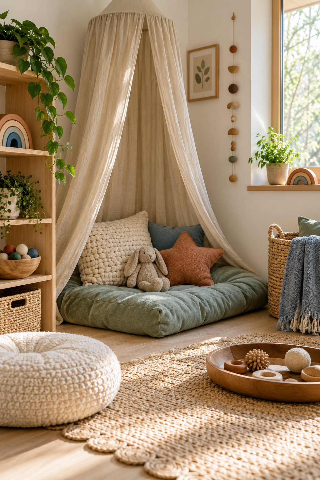 Design a Calm Sensory Corner in a stylish screen-free playroom