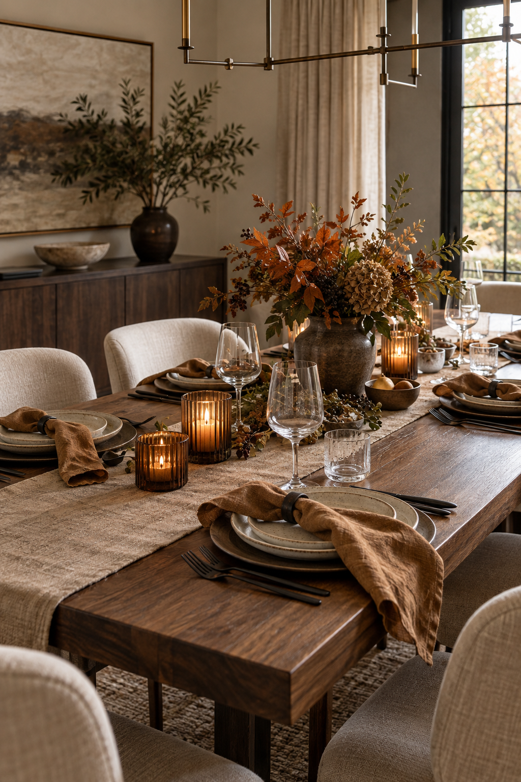 Modern black and camel autumn table