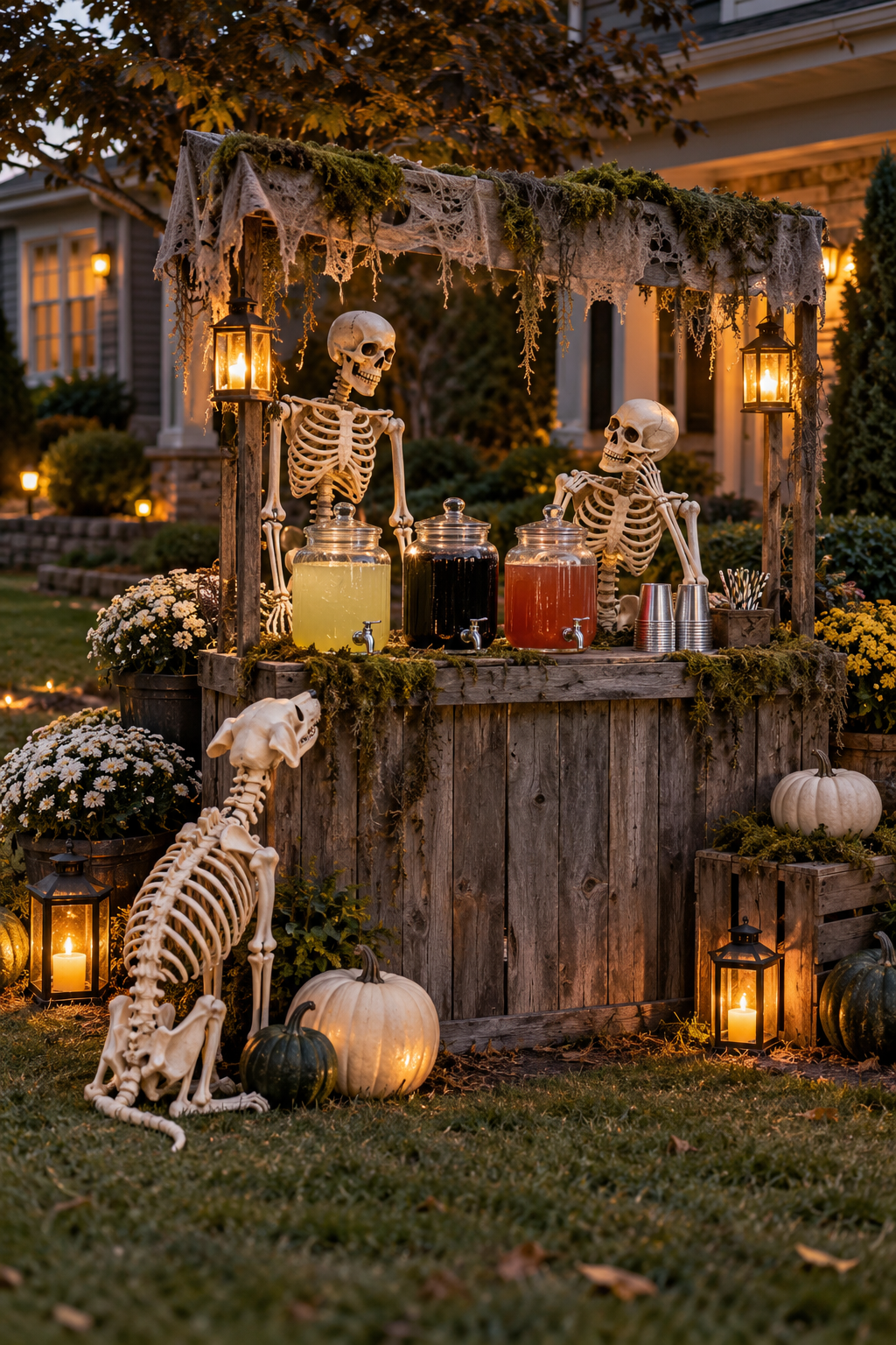 Create a Spooky Lemonade Stand styled as skeleton yard display ideas