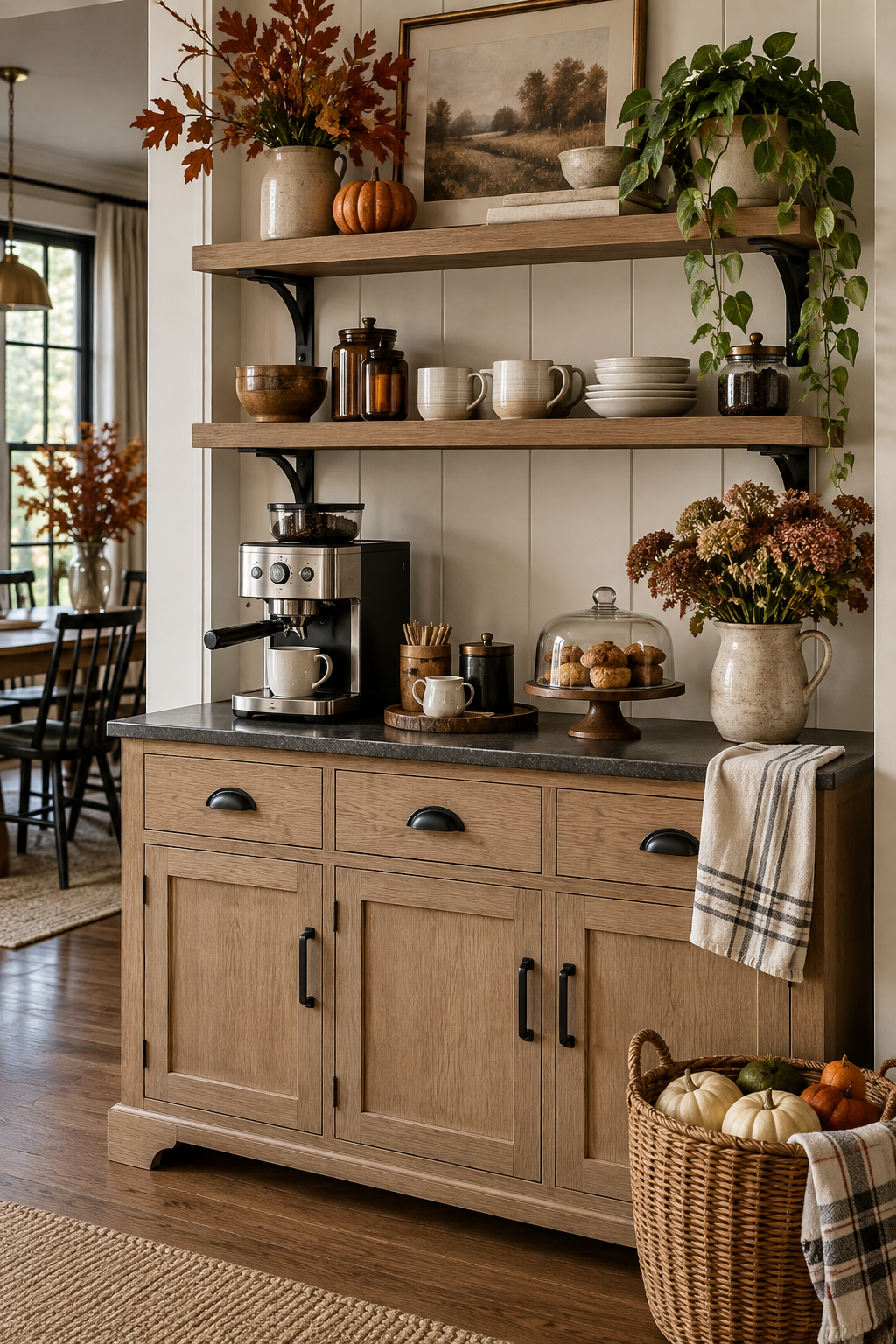 Refined farmhouse fall coffee station