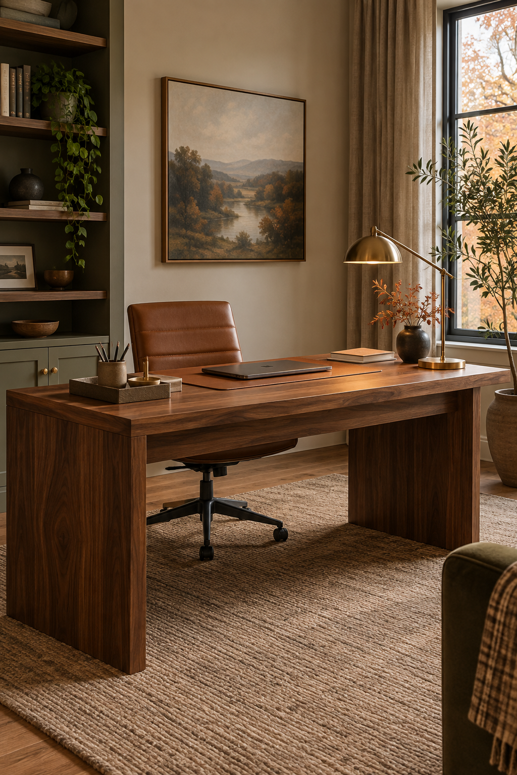 Warm minimalist fall home office