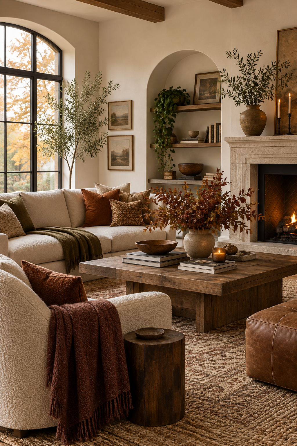 Organic modern fall living room