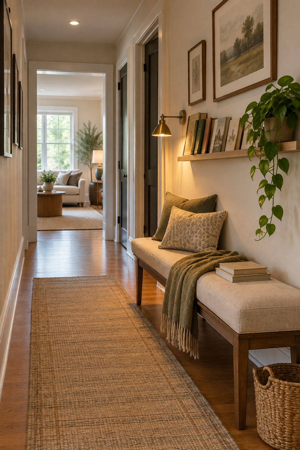 Use a Narrow Bench in a Hallway