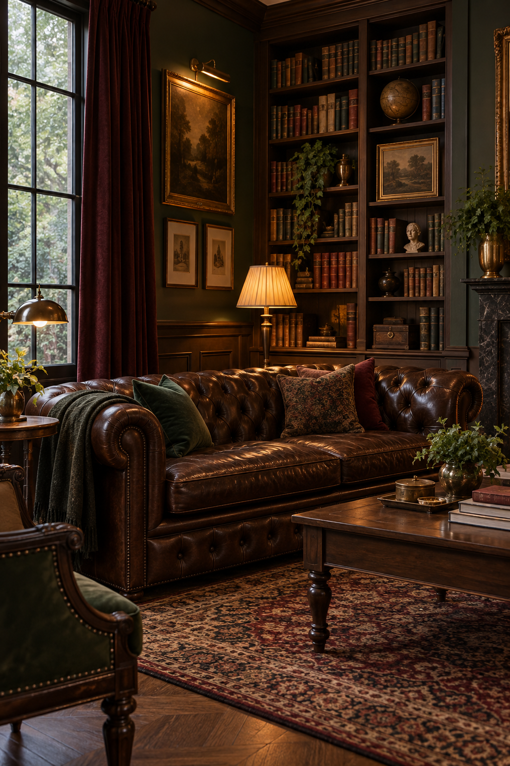Add a Deep Brown Chesterfield Sofa