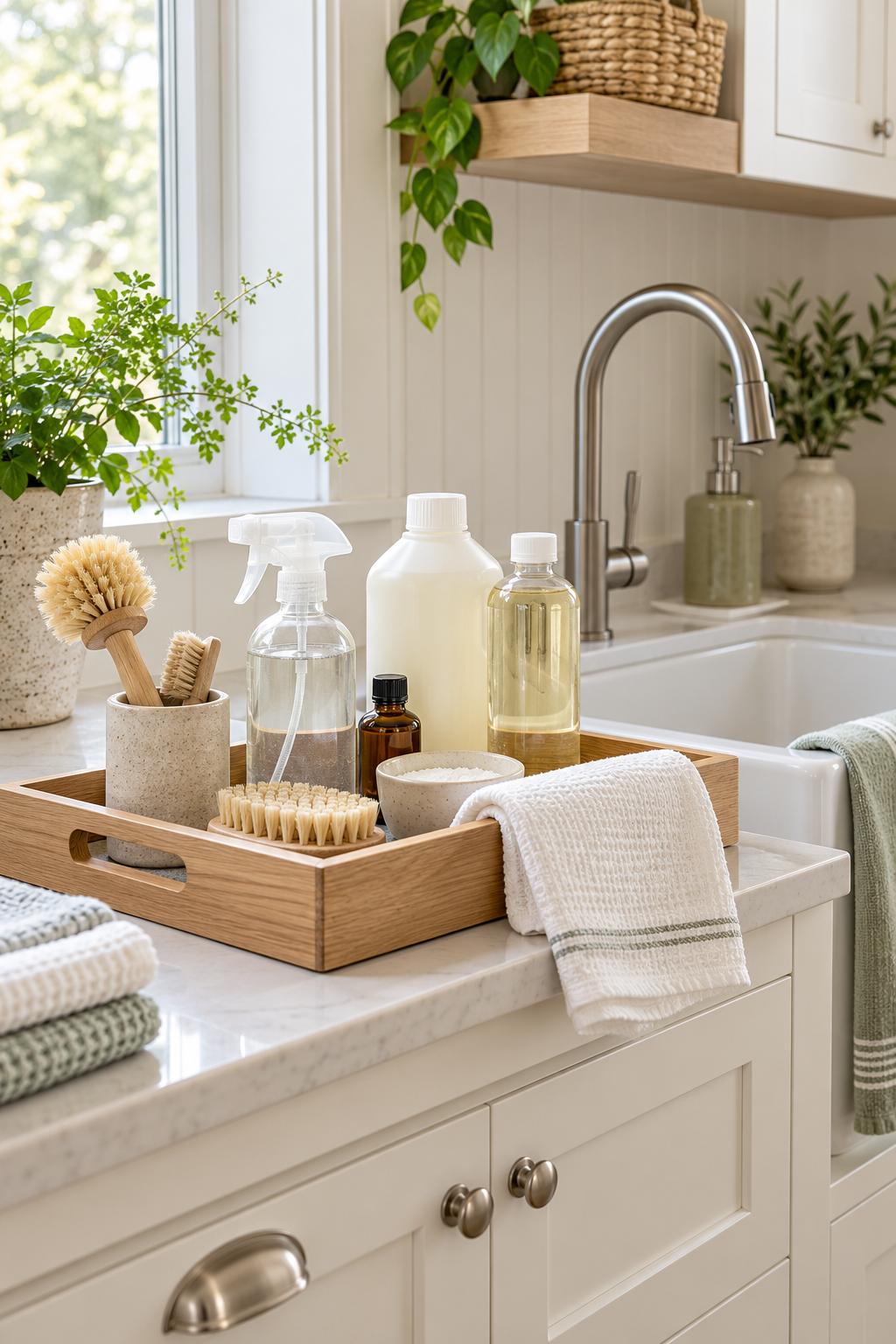 Create a Laundry Stain-Care Tray in an organized naturally minded cleaning station