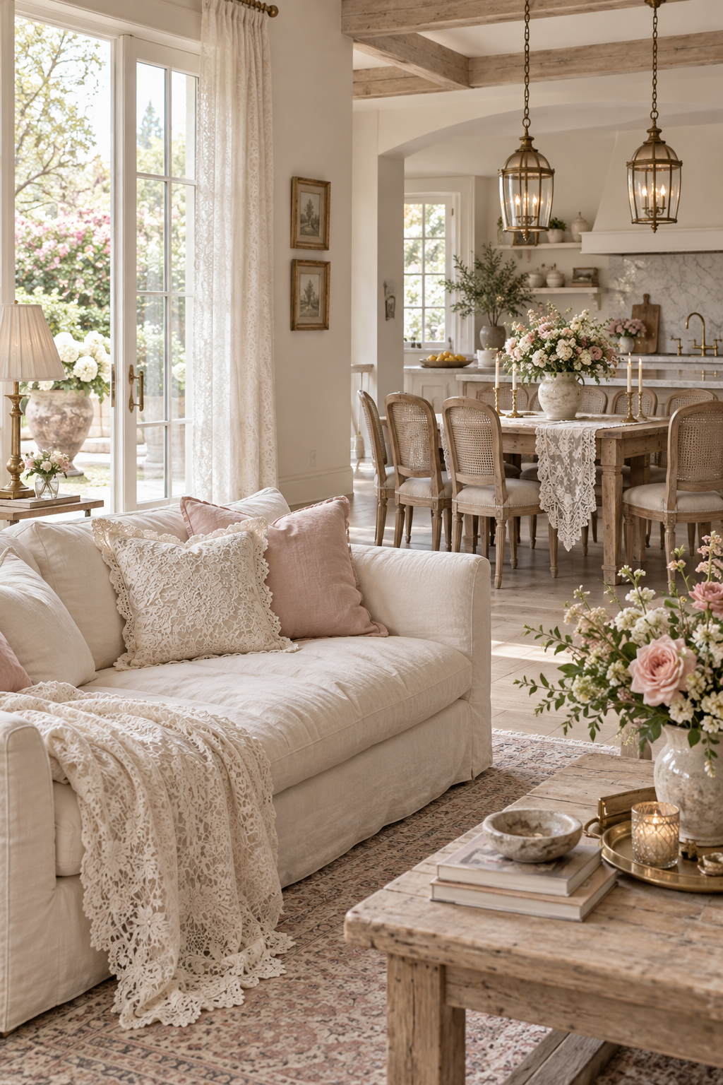 Romantic Lace soften the media room