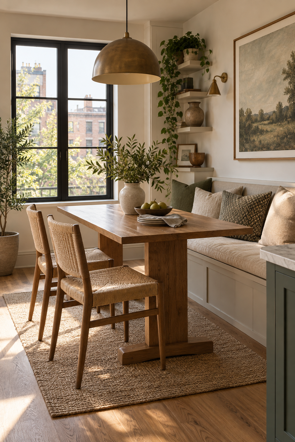 Mix a Bench with Two Dining Chairs