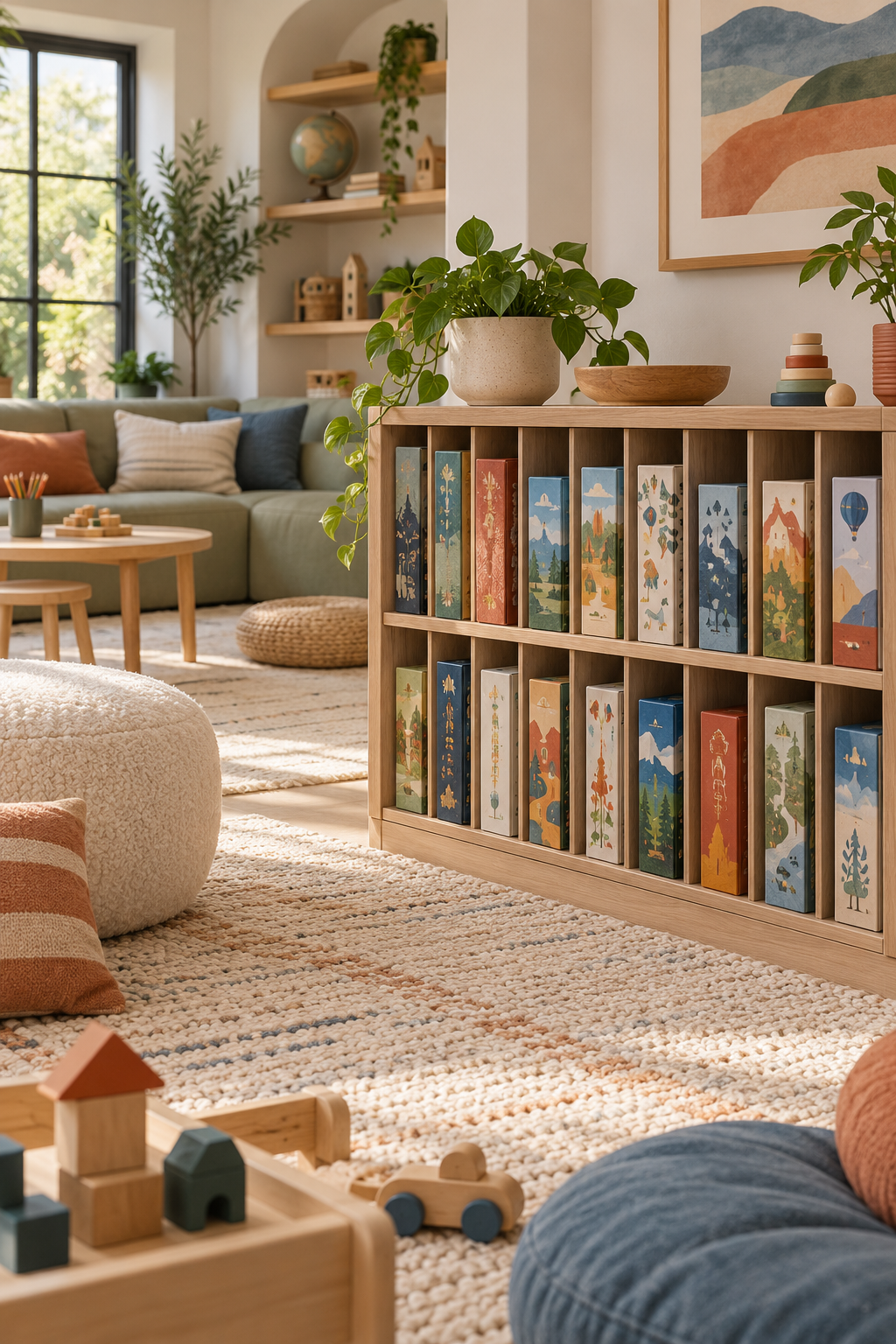 File Board Games Vertically in a stylish organized playroom