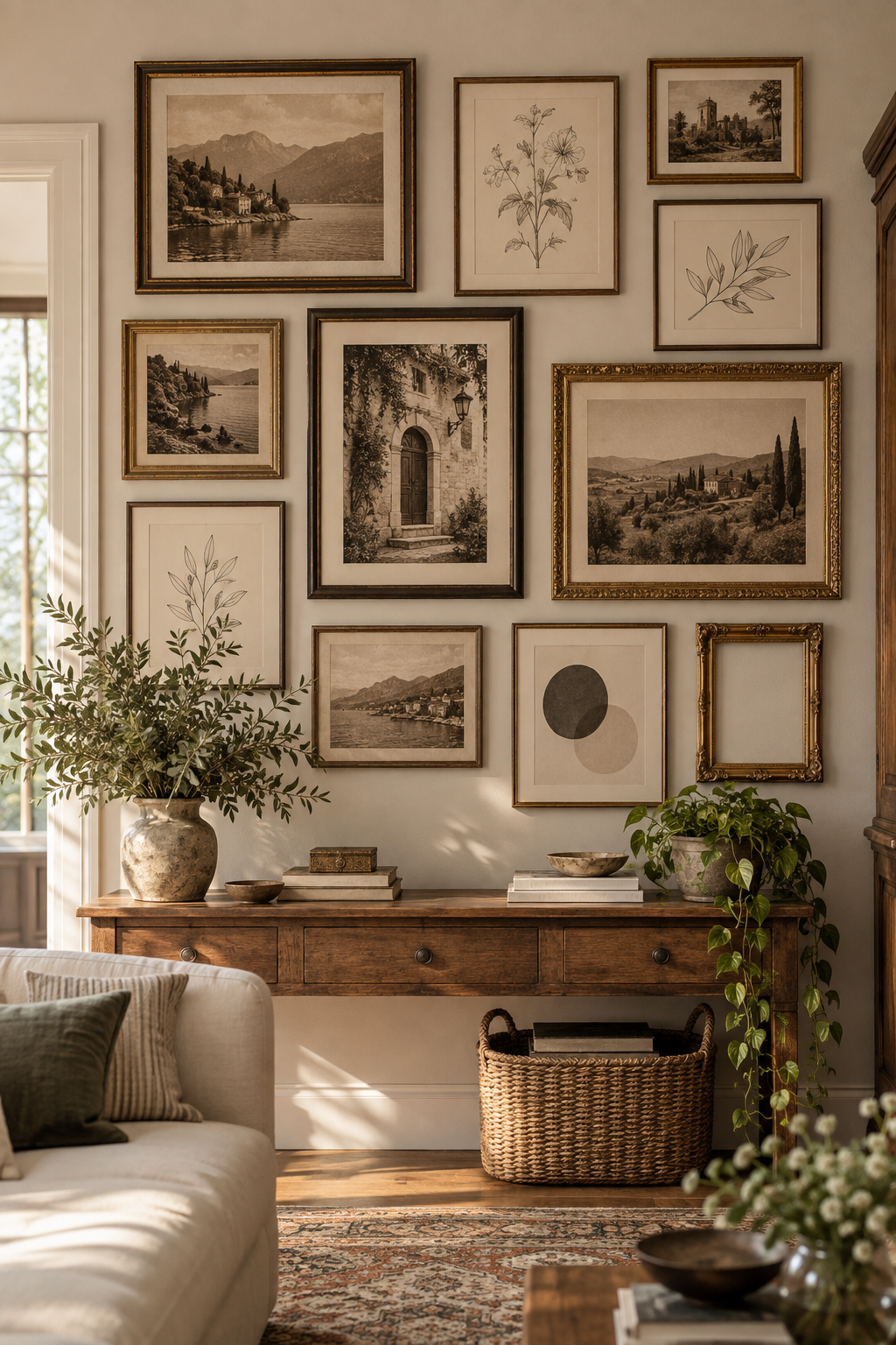 Mix Sepia Photography with Line Drawings