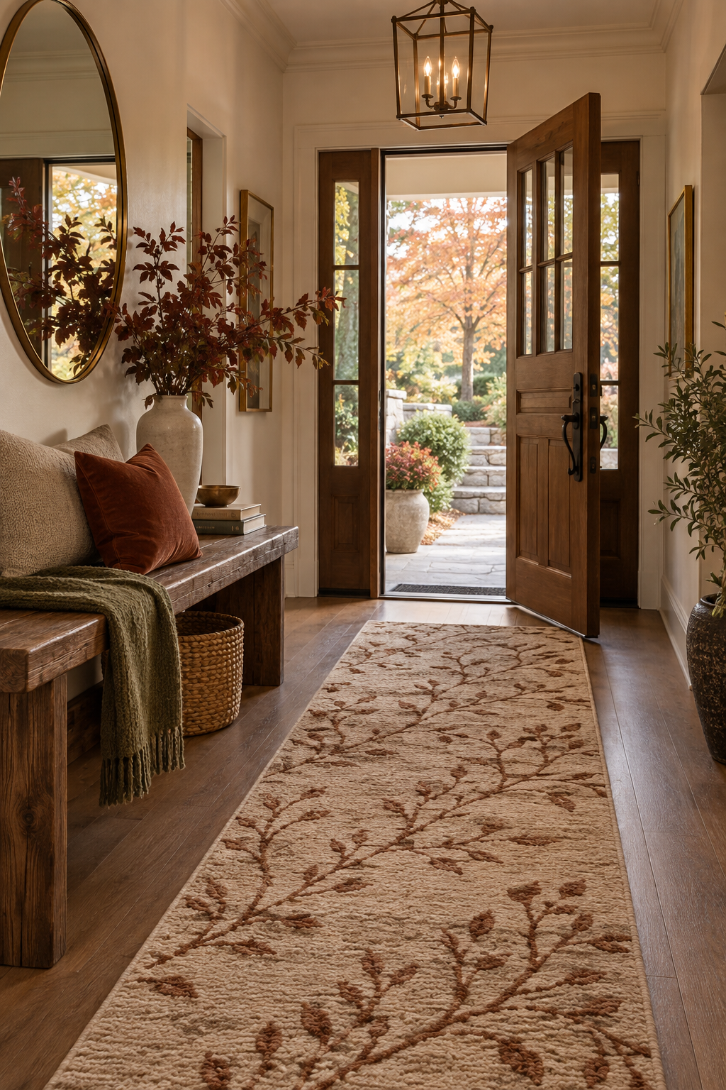 Warm minimalist autumn entryway