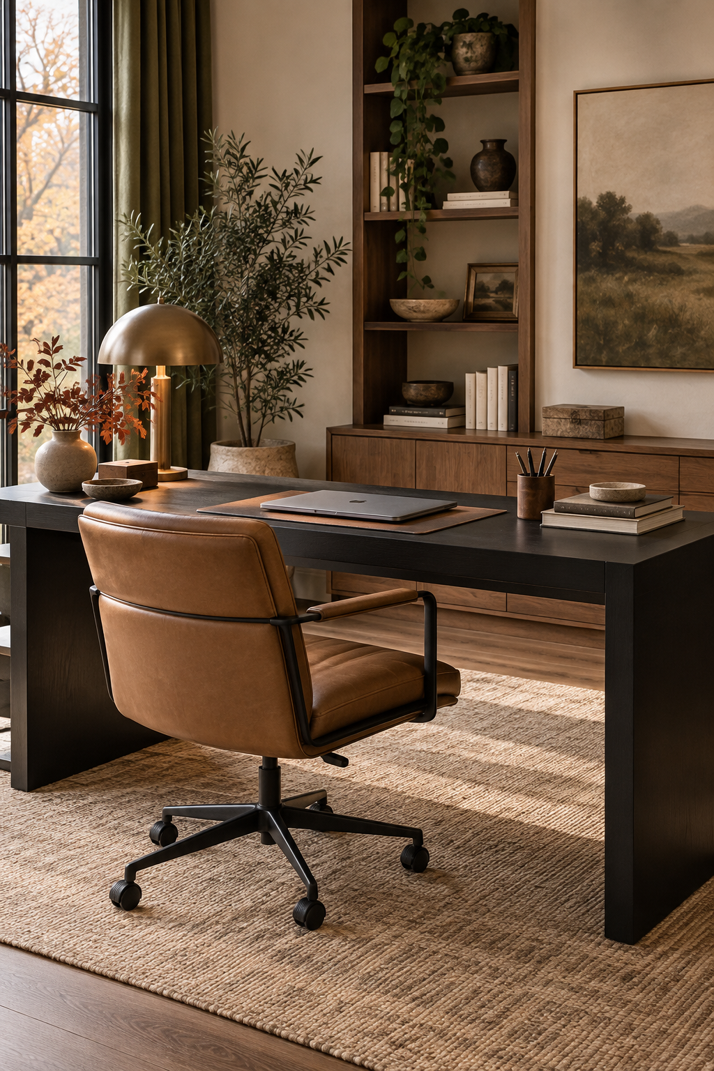 Modern black and camel fall office