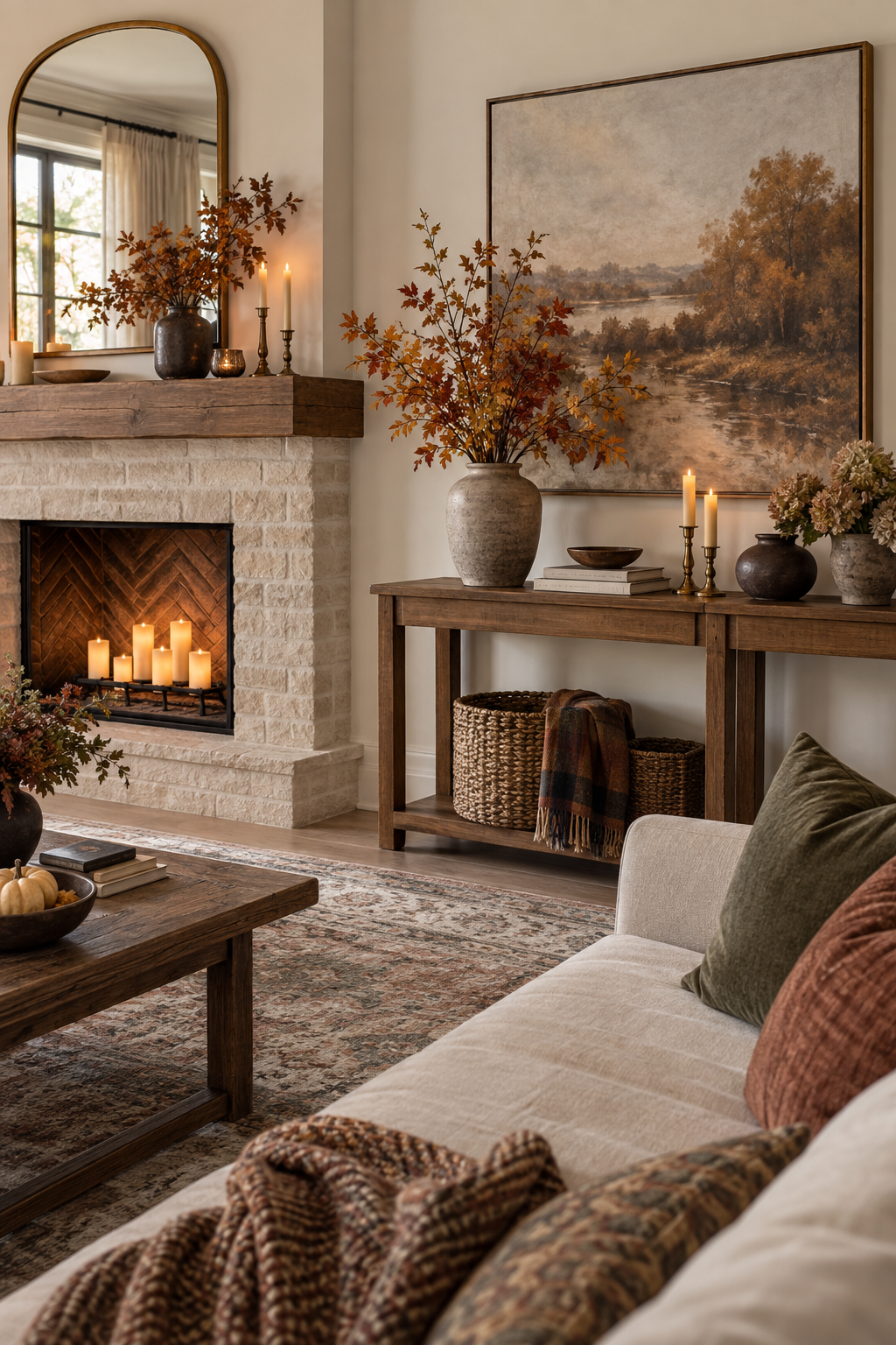 Console table used as a fall mantel alternative