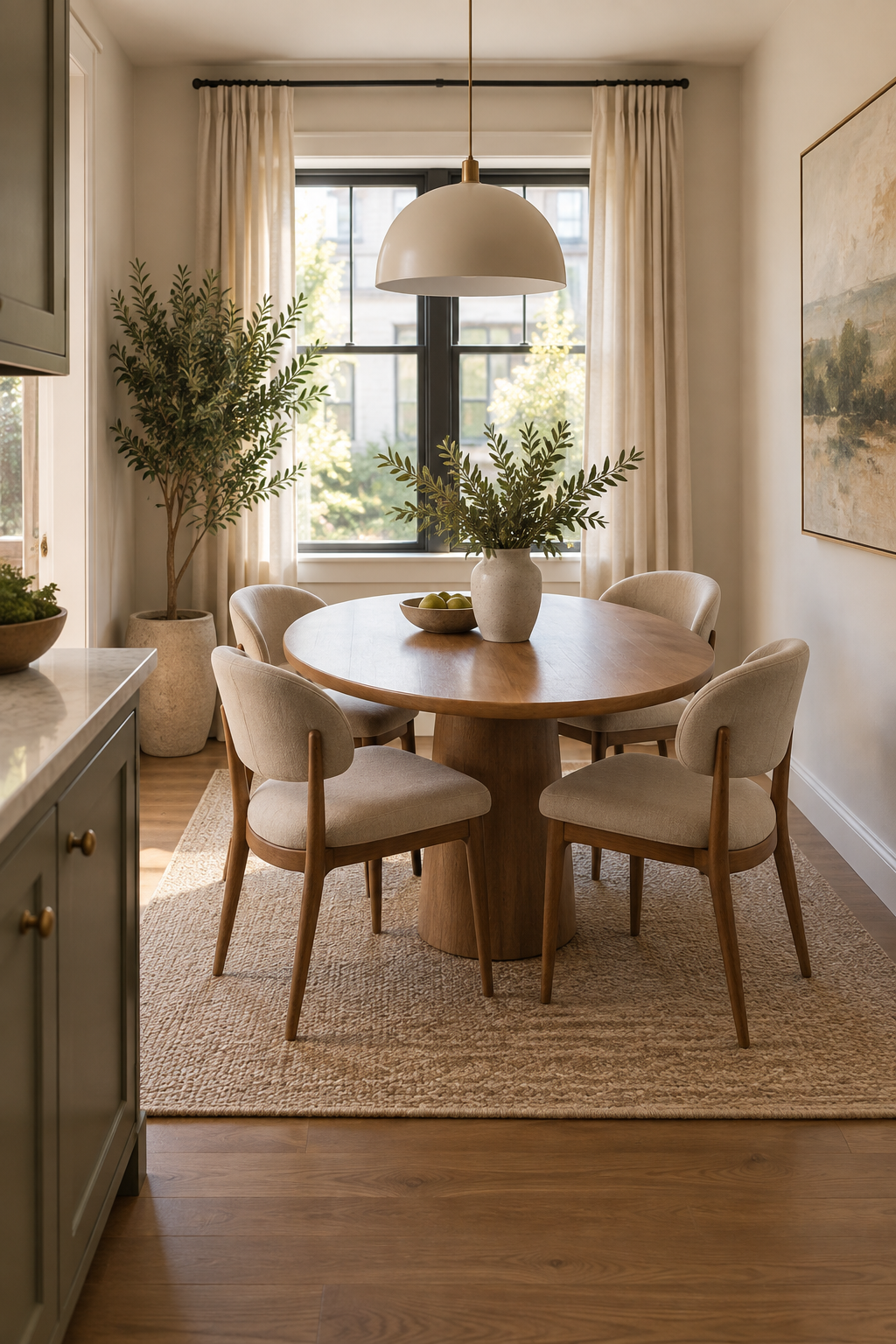 Try an Oval Dining Table in a Compact Room