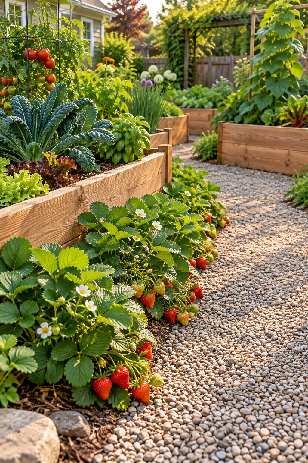 Create a Strawberry Border in a small backyard garden