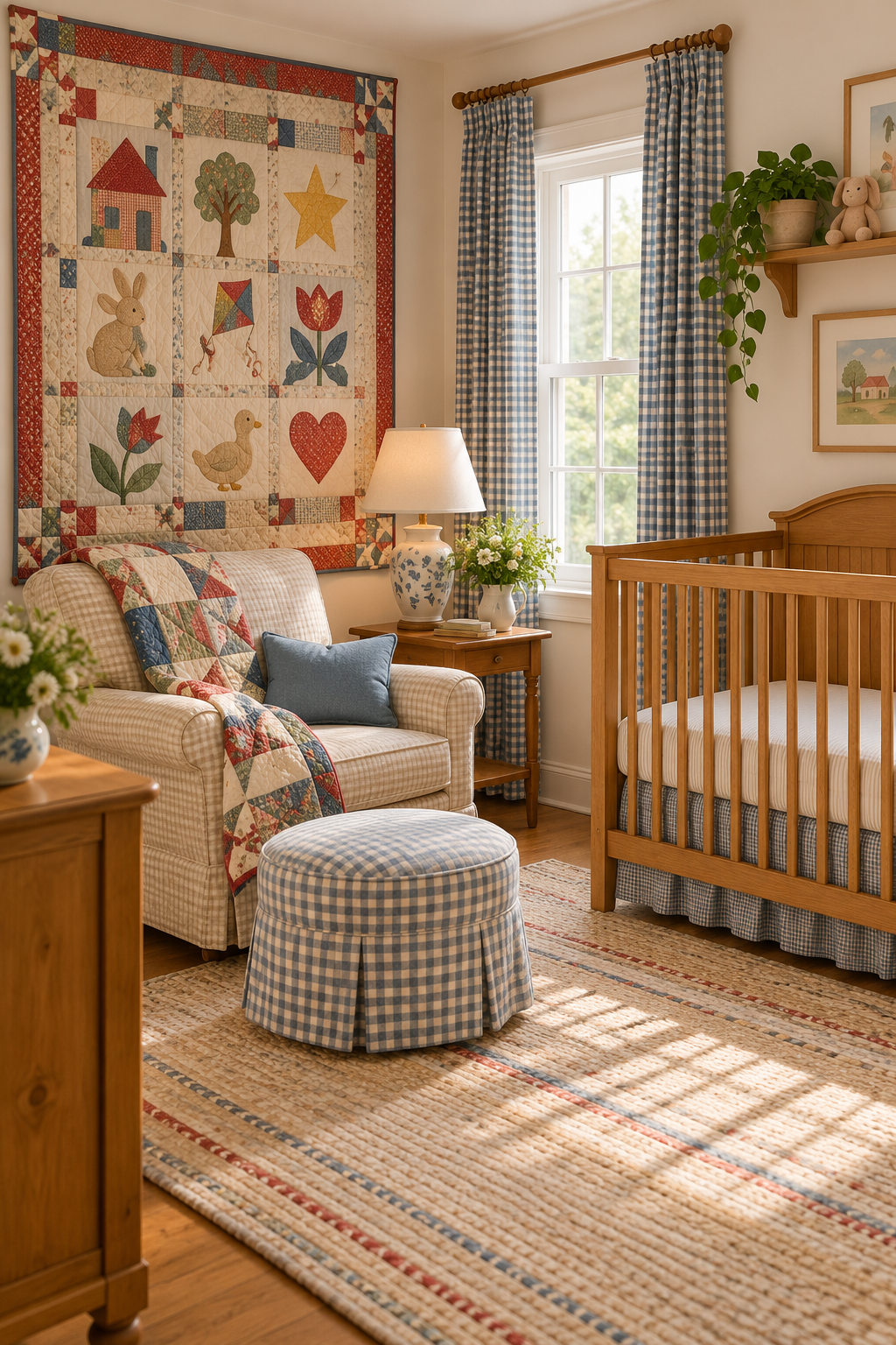 Use Quilted Patchwork Textiles in a nostalgic 90s-inspired nursery