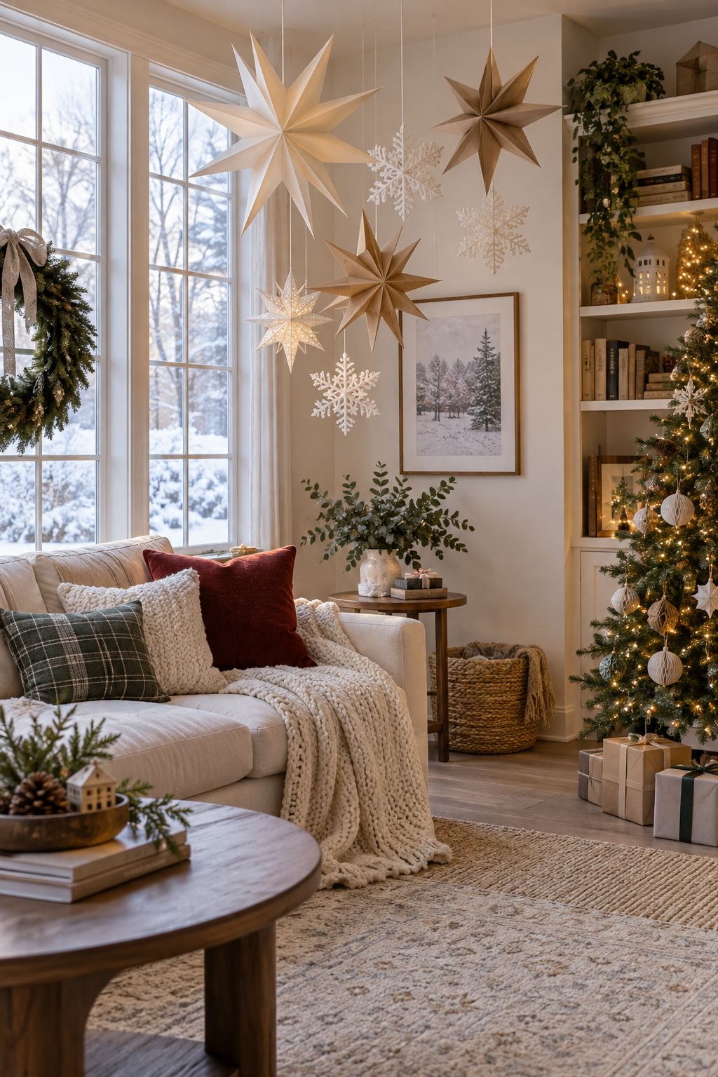Decorate with Paper Stars and Snowflakes