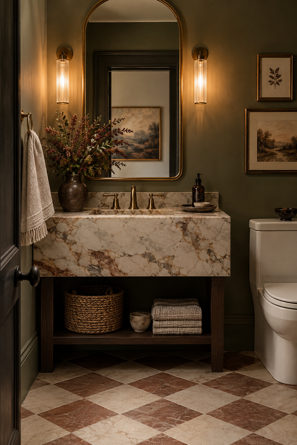 Moody autumn powder room