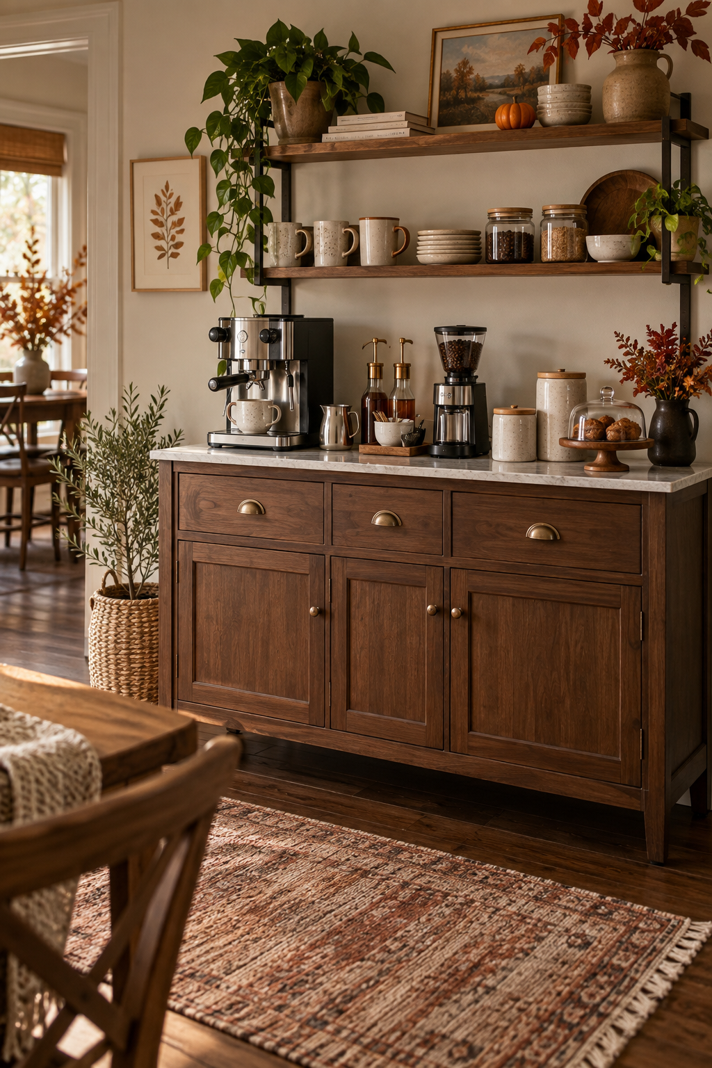 Renter friendly fall coffee station