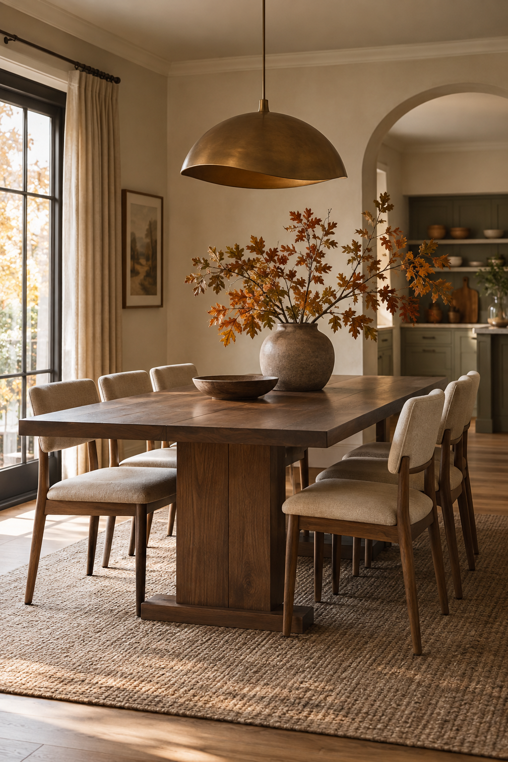 Warm minimalist fall dining room