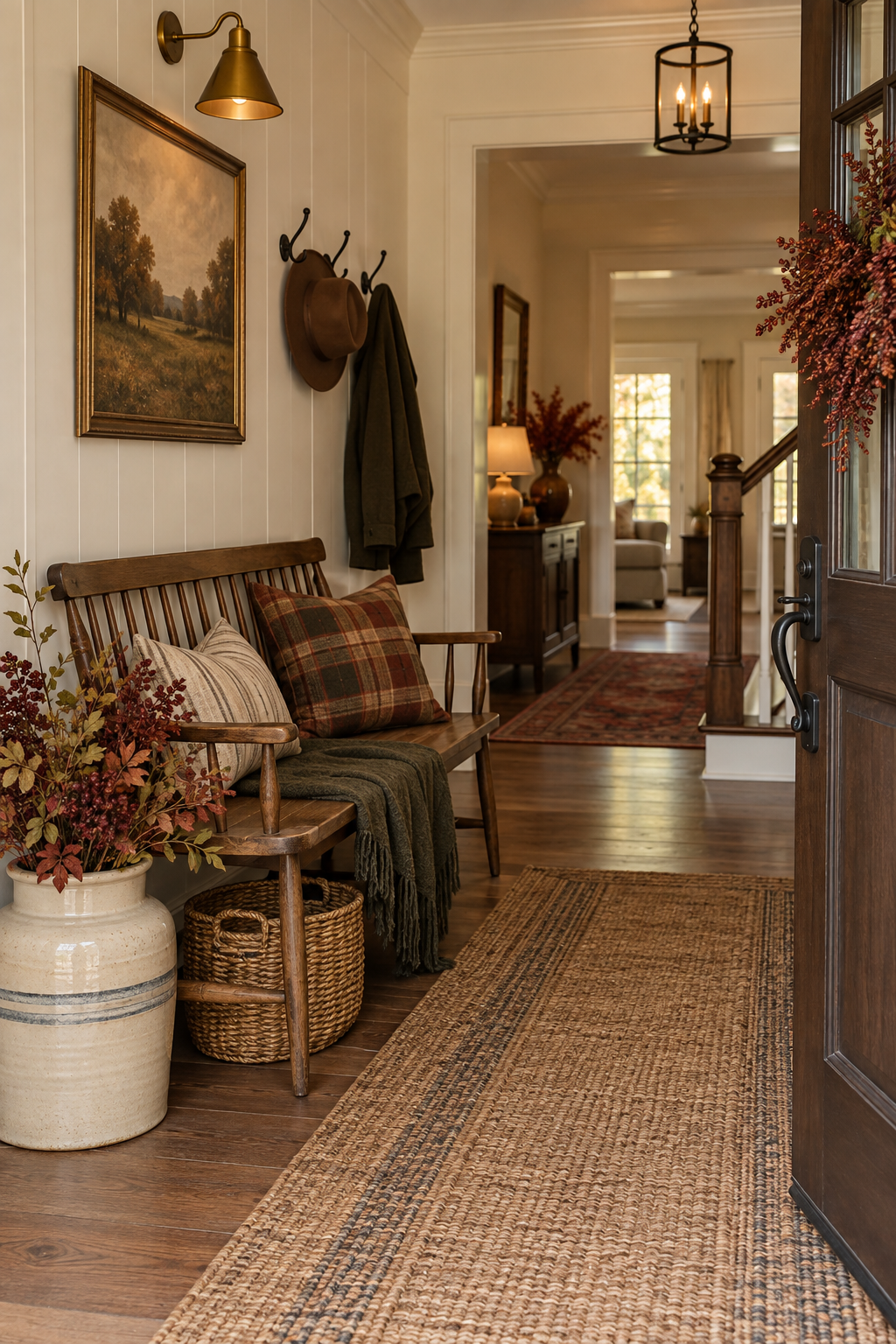 Refined farmhouse fall entryway
