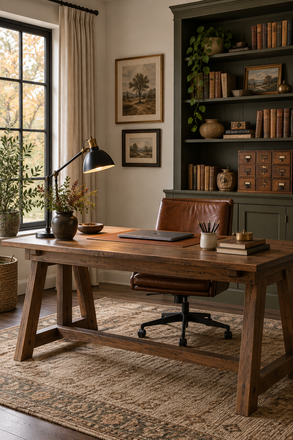 Refined farmhouse fall home office