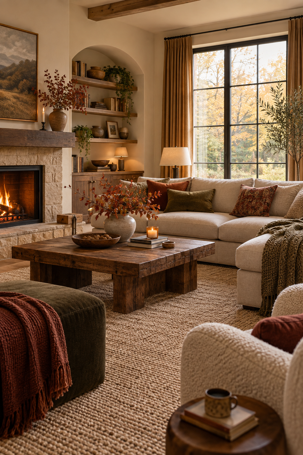 Scandinavian cozy fall living room