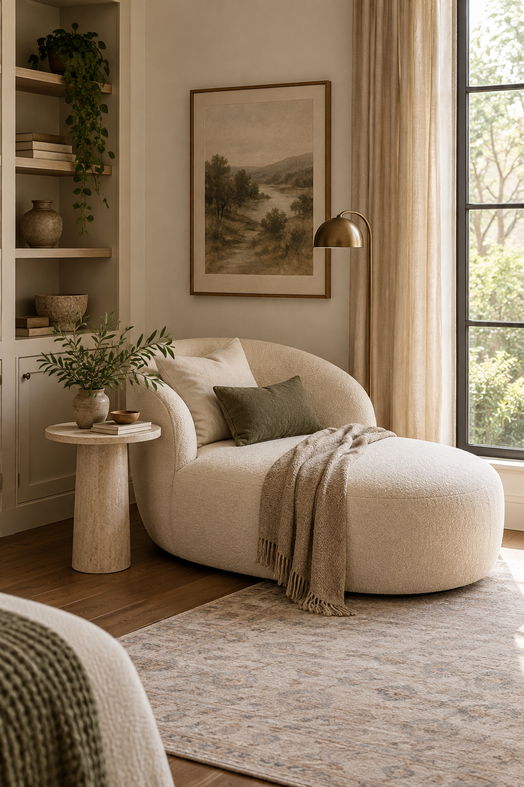 Choose a Rounded Chaise for a Quiet Corner