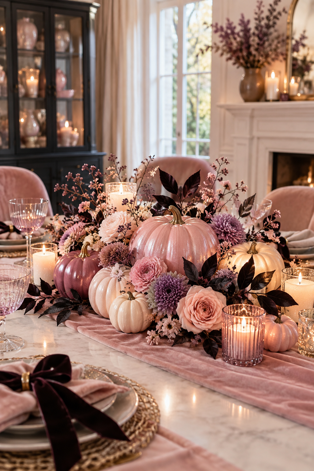 Create a Pink Pumpkin Centerpiece styled as pink Halloween decor ideas