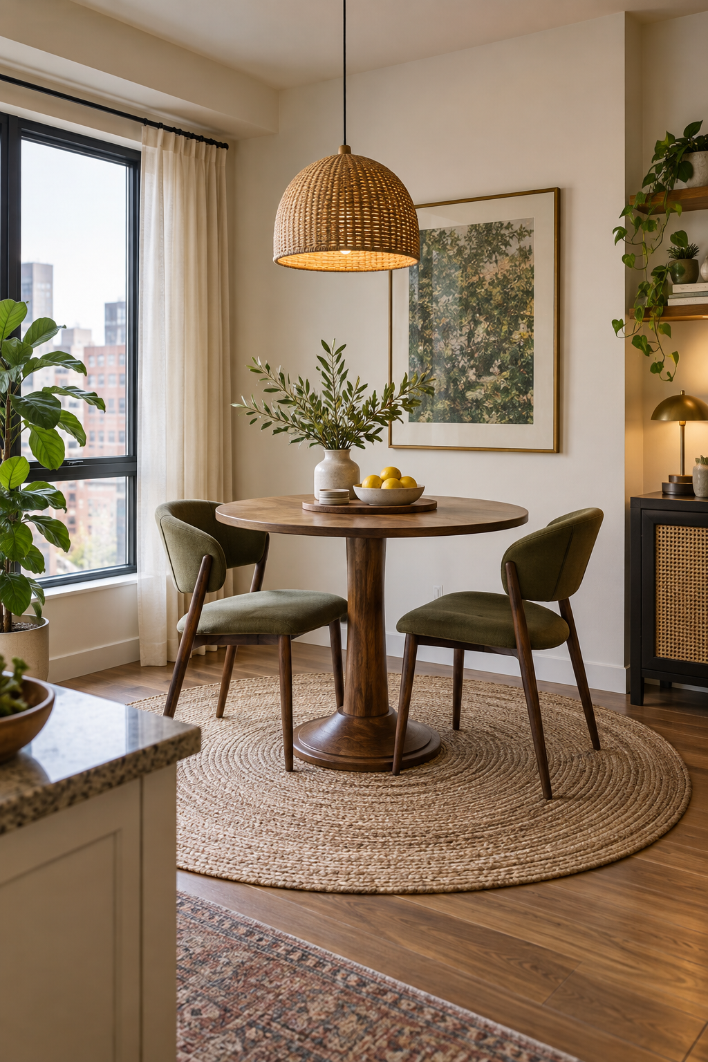 Create a Dining Zone with a Round Rug