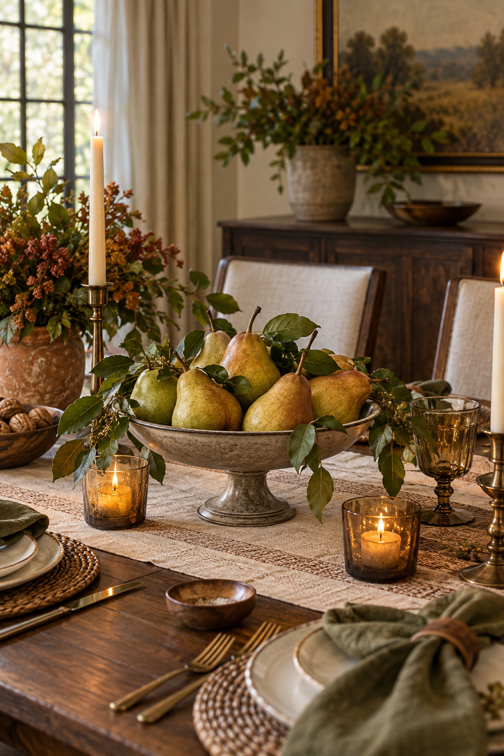 Pear harvest fall tablescape