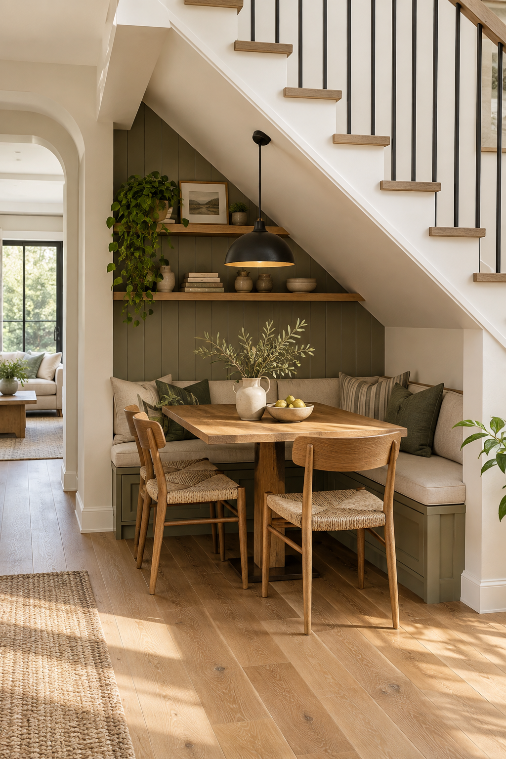 Place a Dining Nook under the Stairs