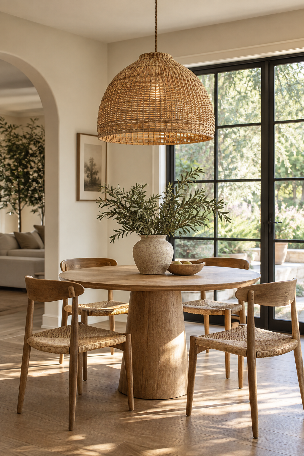 Hang a Natural Pendant above a Round Table
