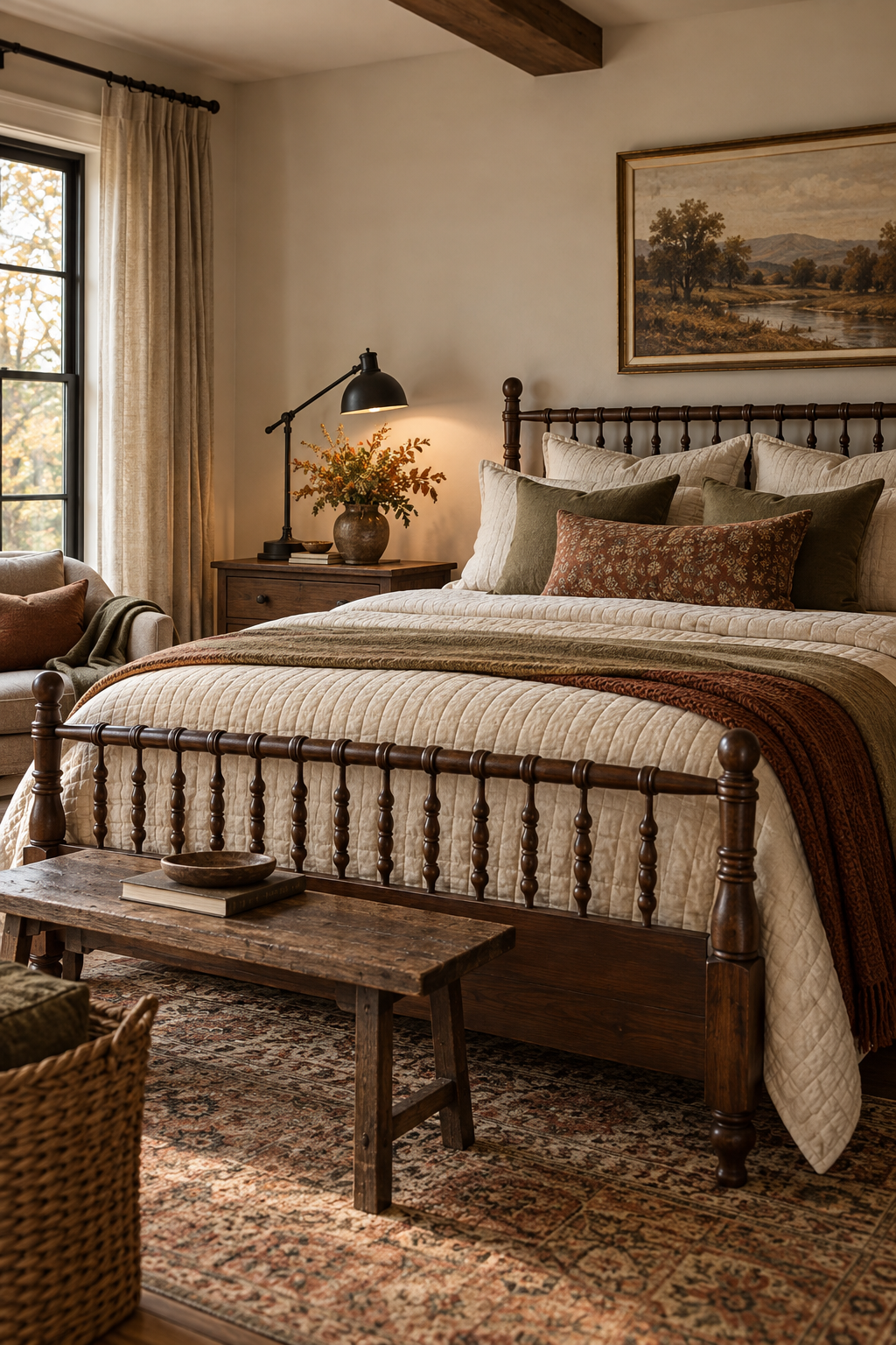 Refined farmhouse fall bedroom
