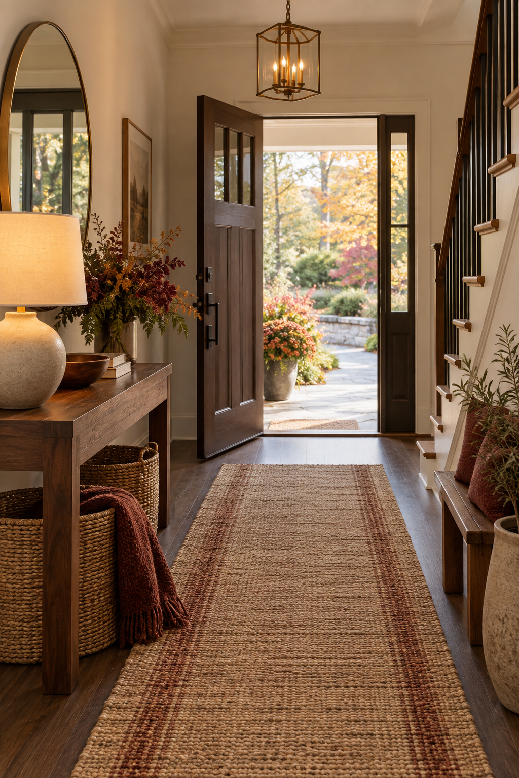 Modern fall entryway with soft texture