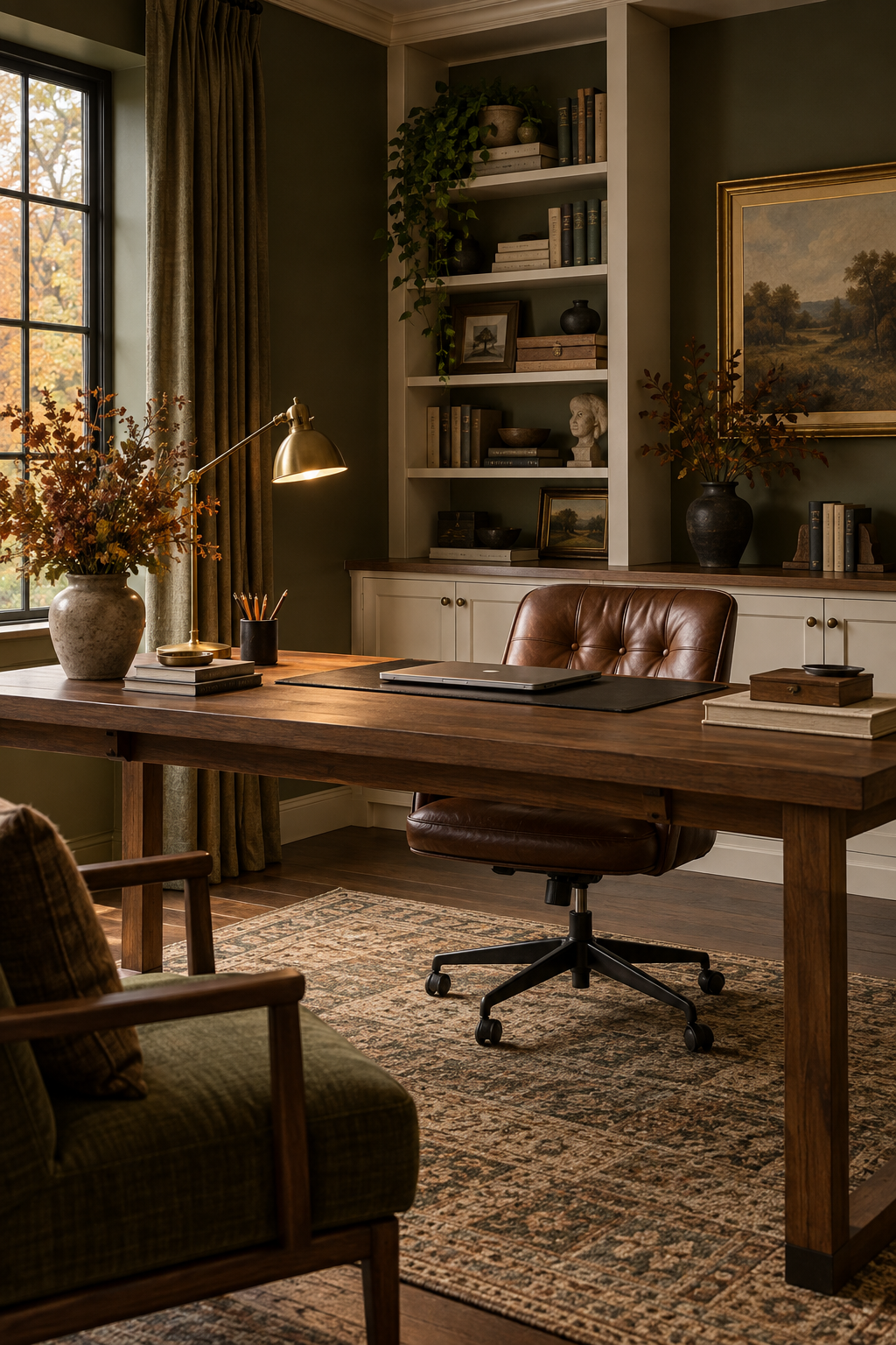Moody autumn study with task lighting