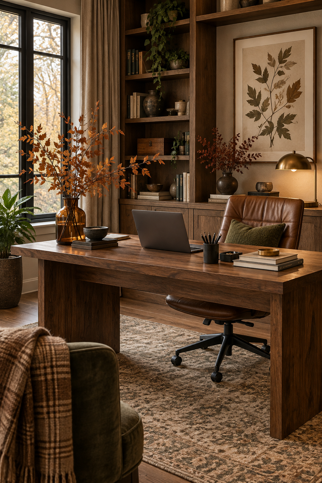 No pumpkin fall home office decor