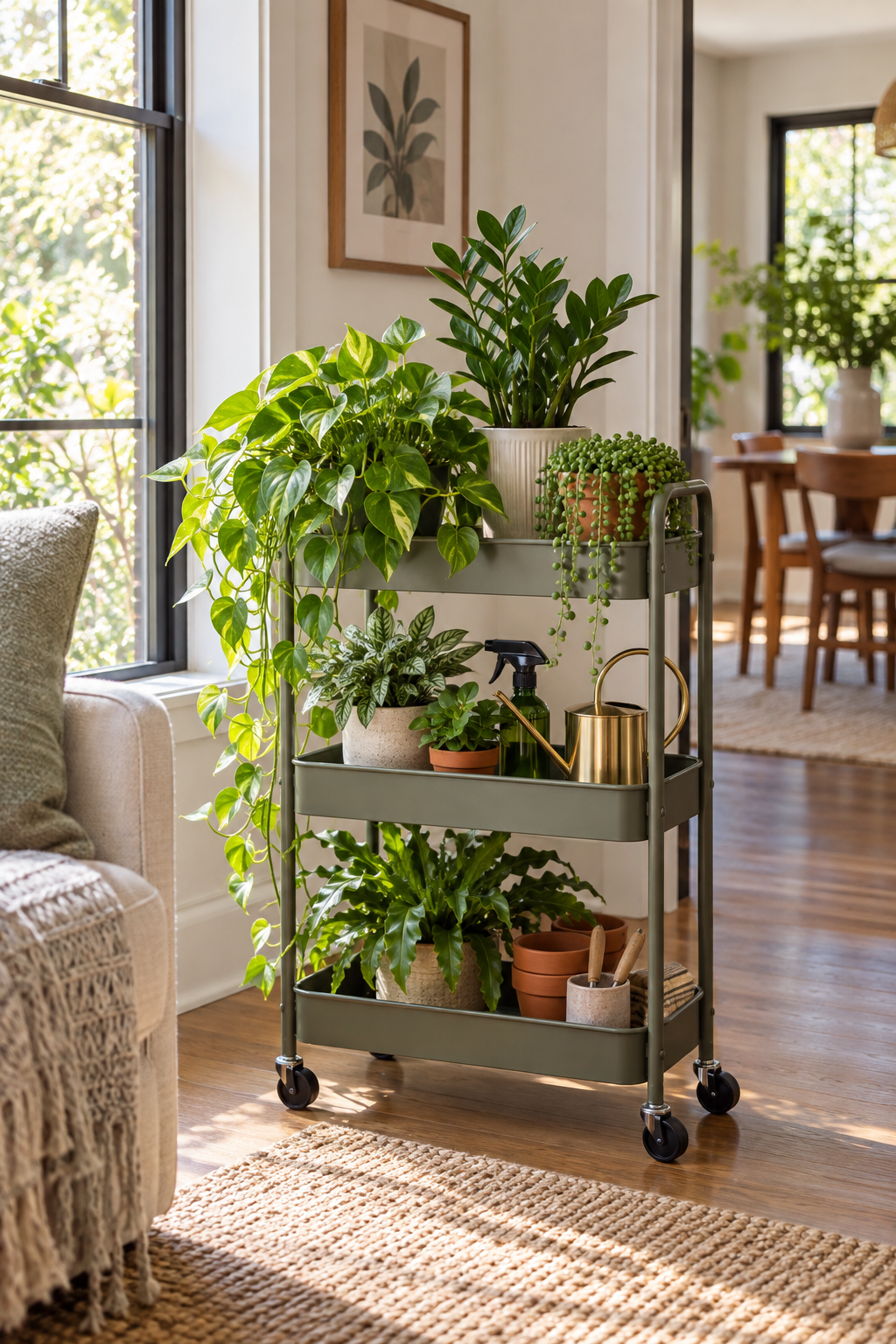 Use a Rolling Cart for Flexible Plant Care