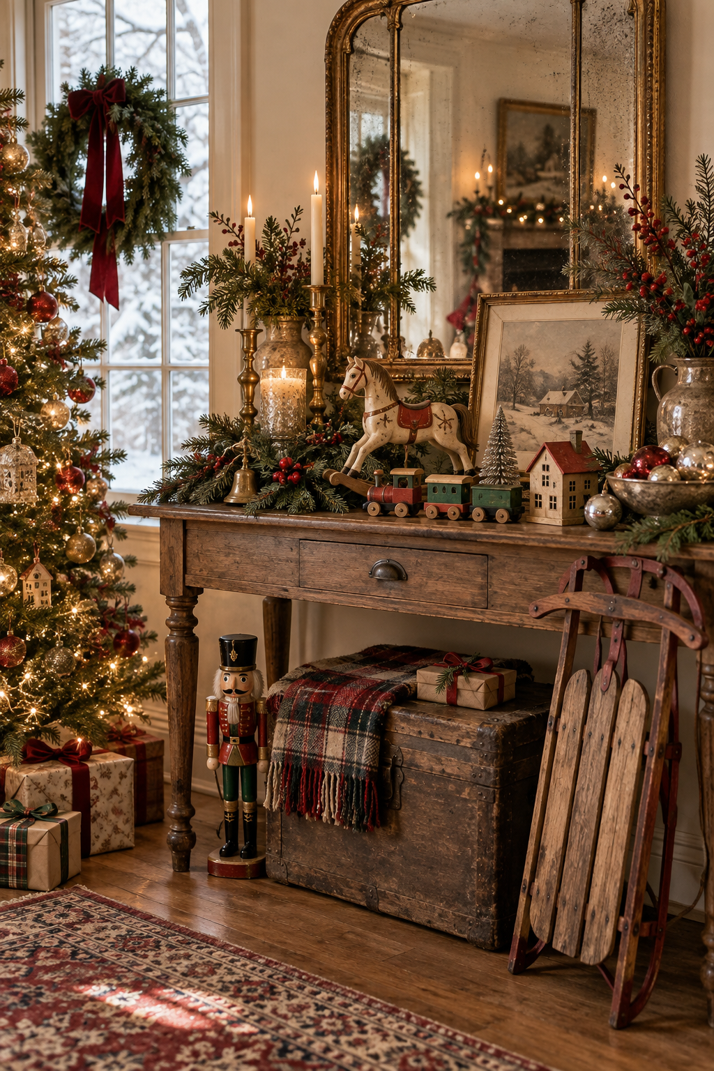 Use Wooden Toys in a Christmas Vignette