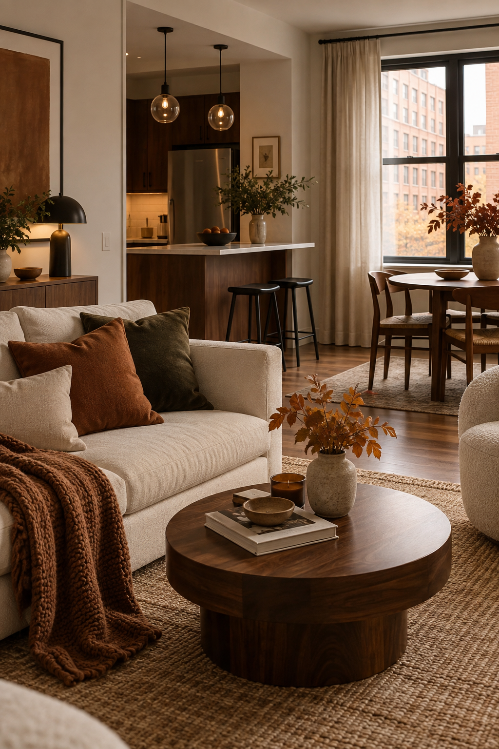 Vintage accents in a cozy fall apartment