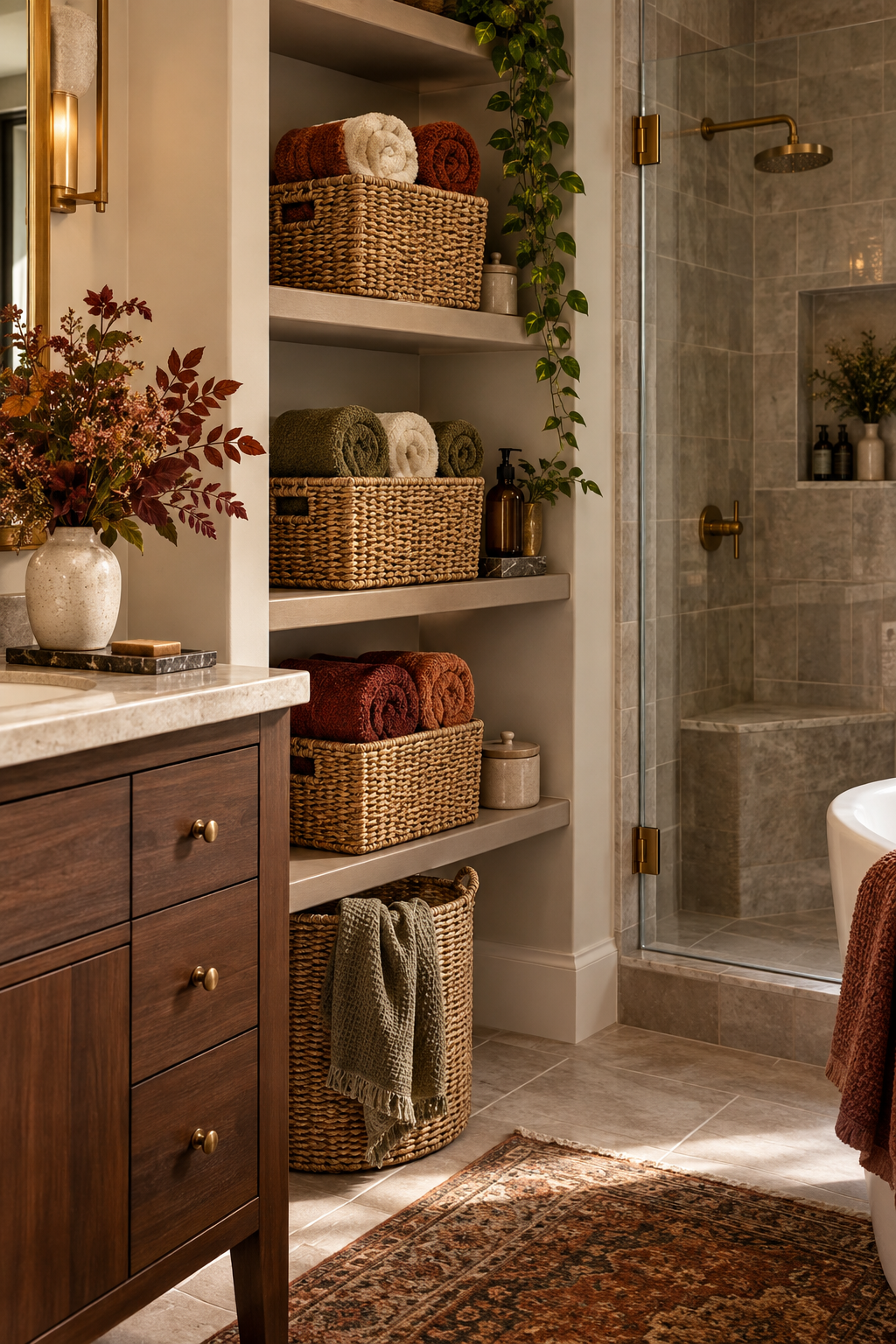 Ventilated baskets with fall towels