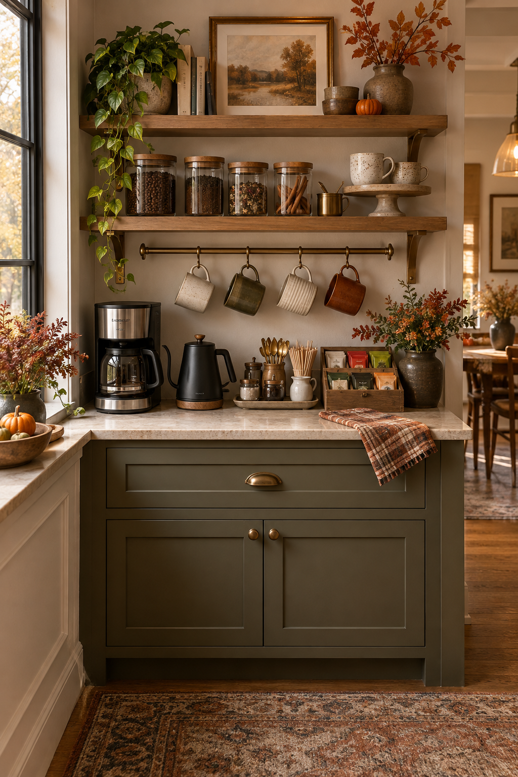 Combined tea and coffee station for fall