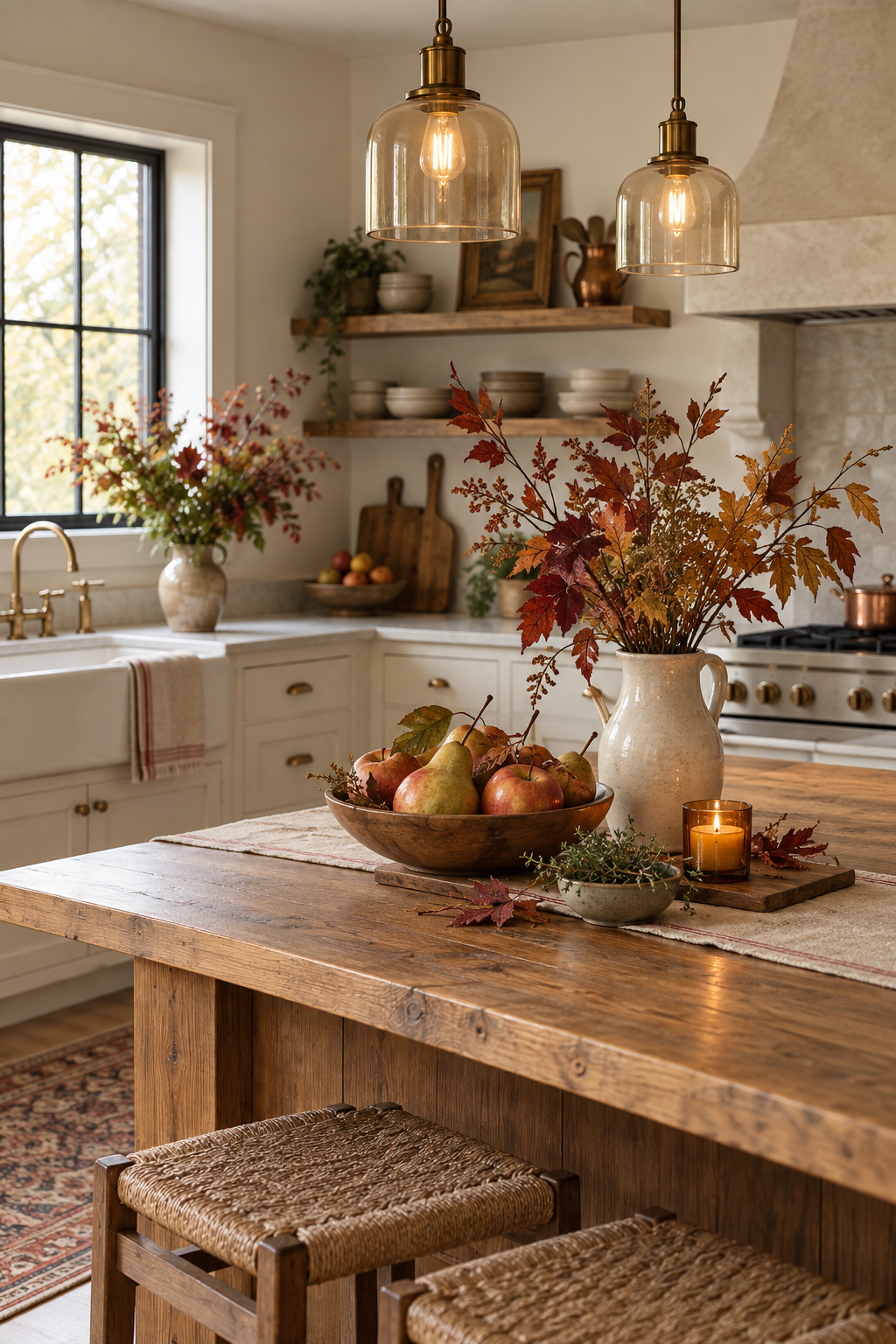 No pumpkin fall kitchen decor