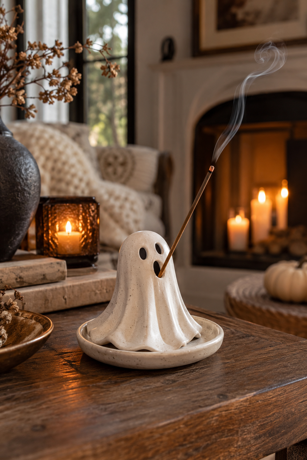 Create a Clay Ghost Incense Holder styled as DIY ghost decor ideas